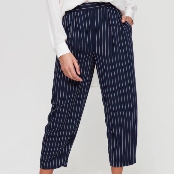 Babaton Pants - Aritzia Babaton Modesto Pant Navy and White Pinstripe Size 6